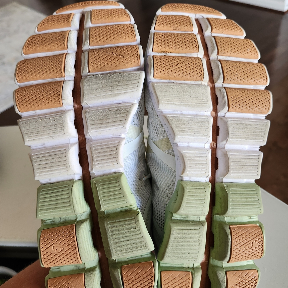 On Running Cloud Shoes in Light Green and Brown - Picture 7 of 10